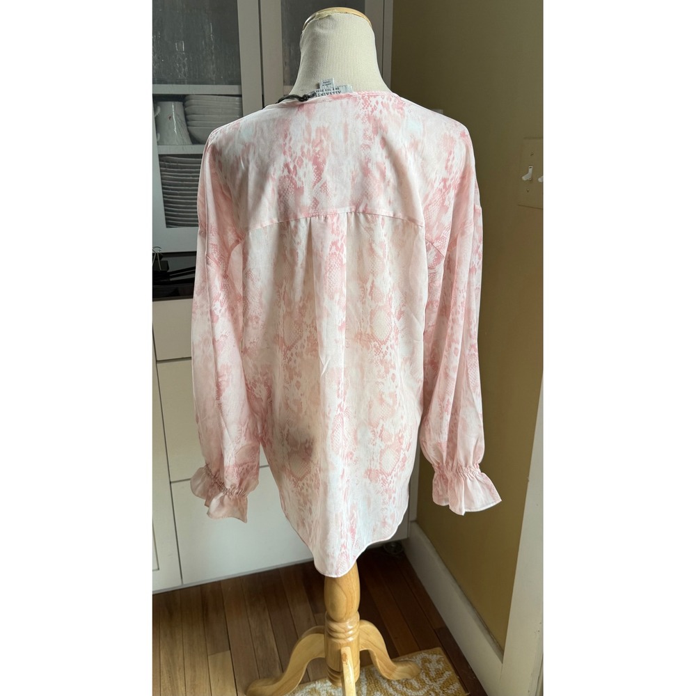 AllSaints Penny Masala Top Soft Pink Snake Print Wrap V-Neck Blouse 2 NEW $150 - Picture 9 of 9